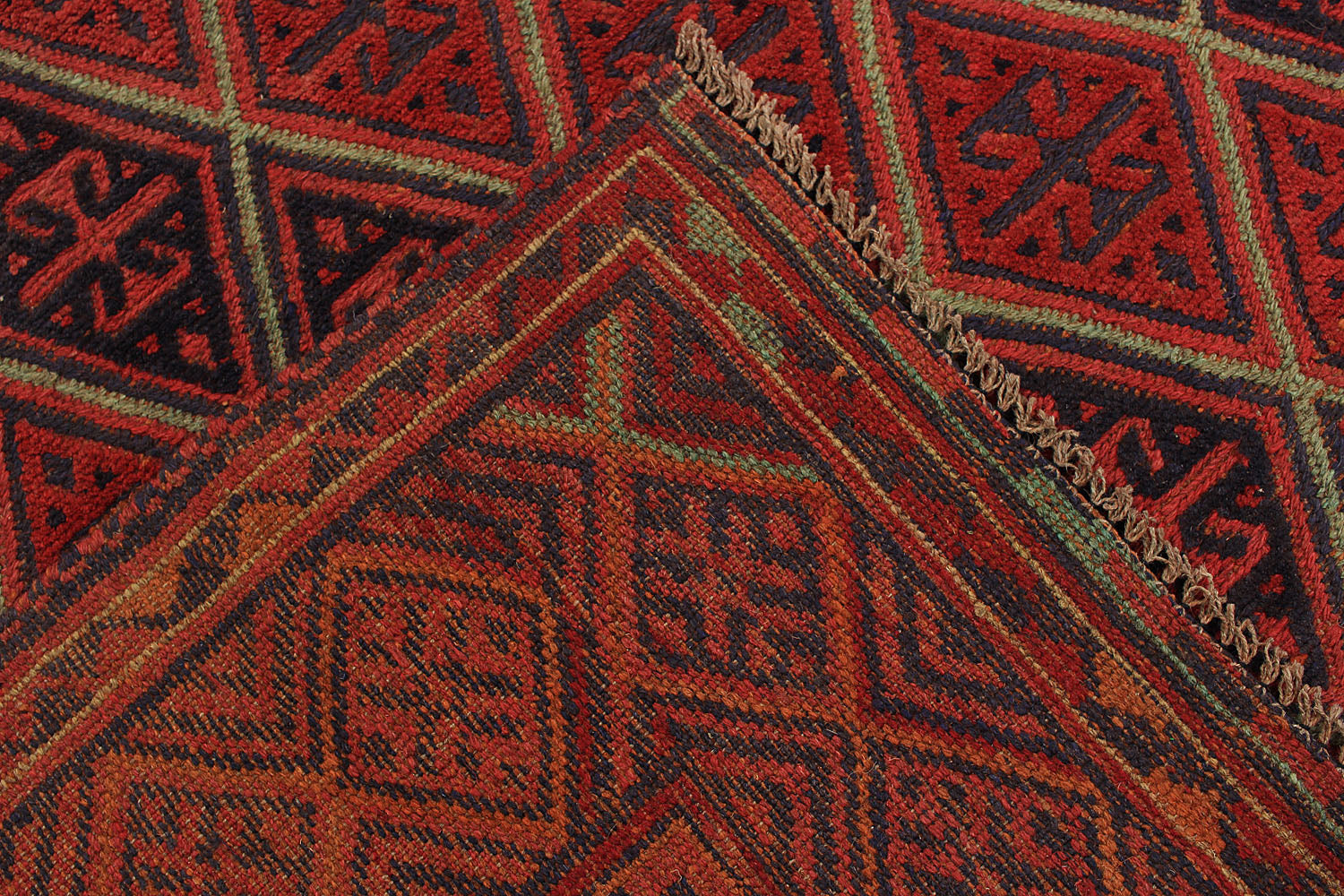 Red Handmade Mashwani Afghan Rug Rectangular