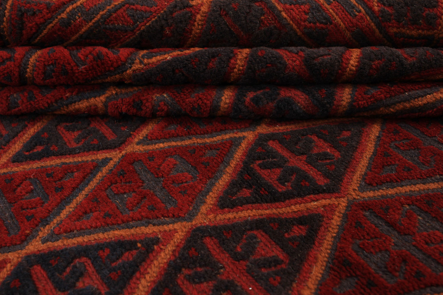 6' 6"X 10'  Red Handmade Mashwani Afghan Rug Rectangular