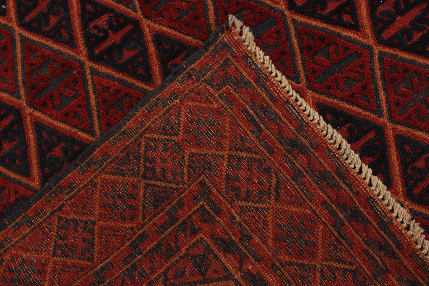 6' 6"X 10'  Red Handmade Mashwani Afghan Rug Rectangular