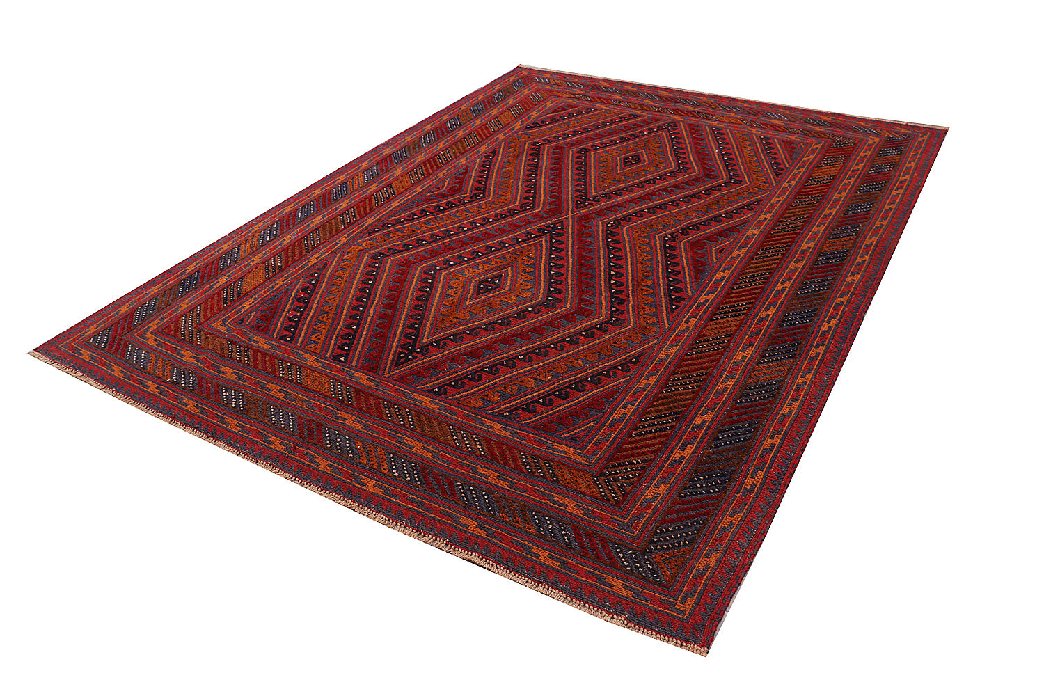 Red Handmade Mashwani Afghan Rug Rectangular