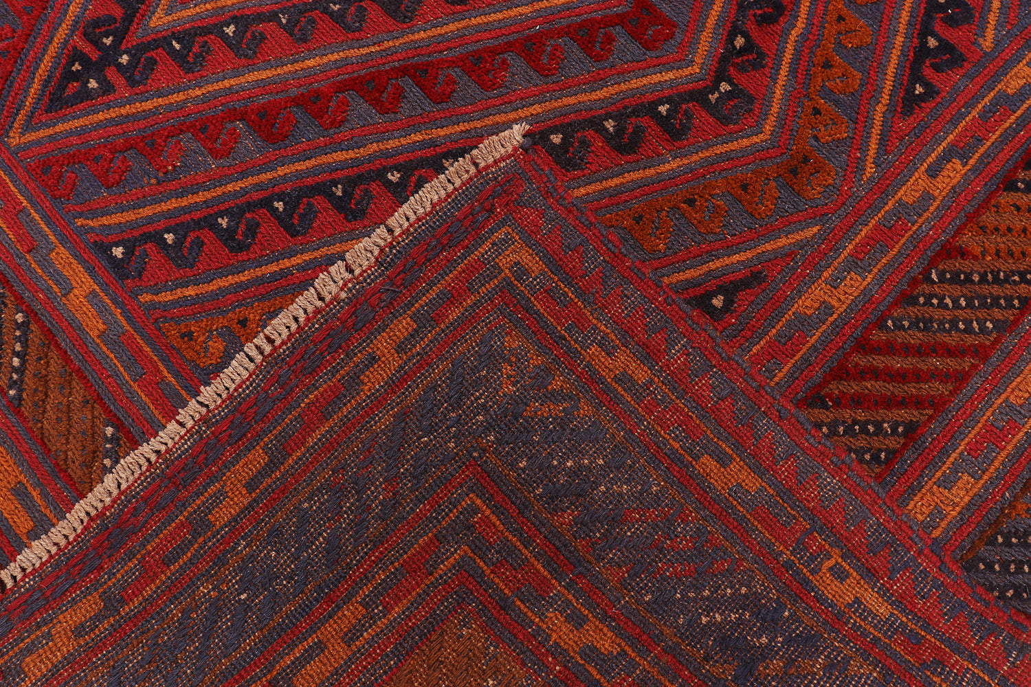 Red Handmade Mashwani Afghan Rug Rectangular