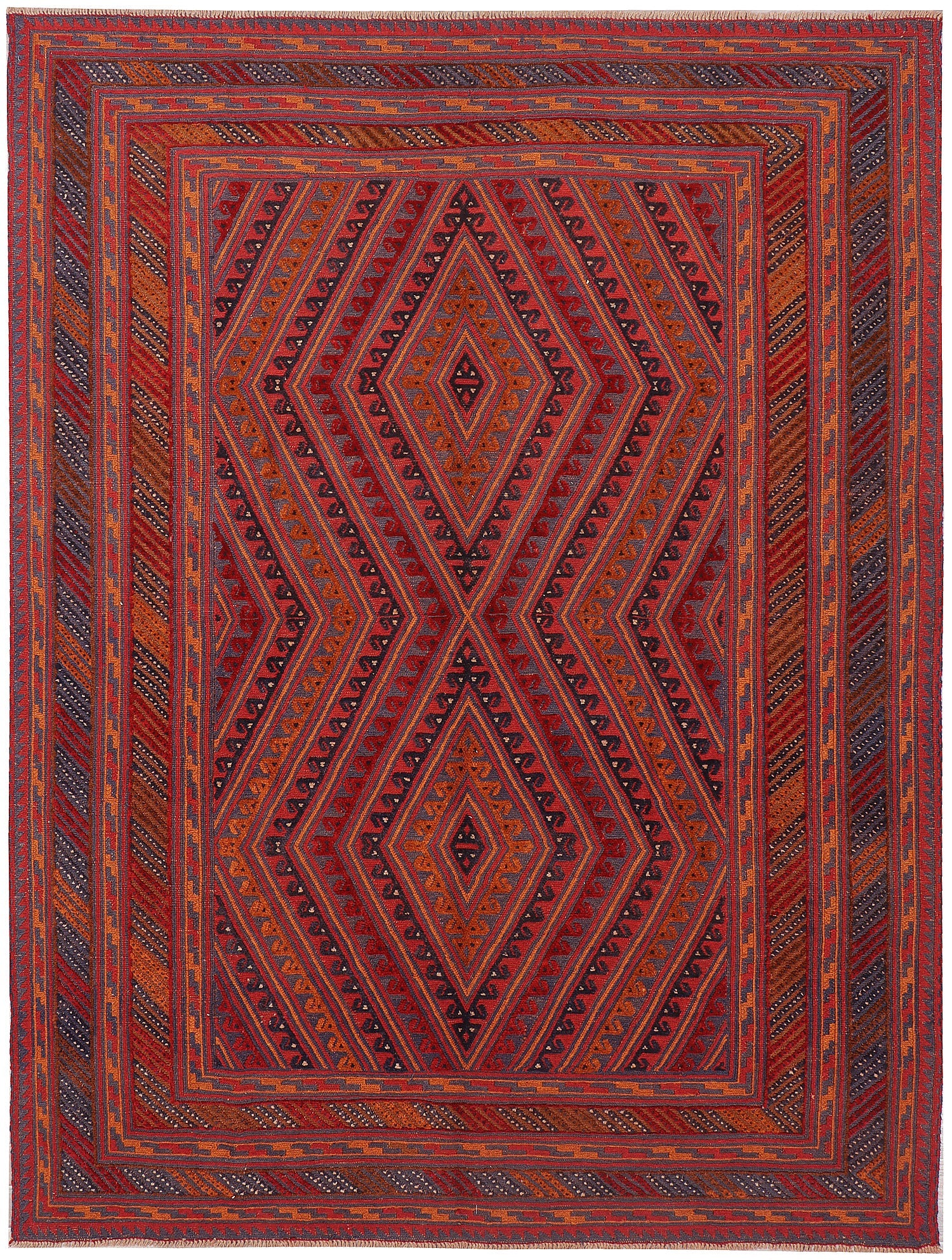Red Handmade Mashwani Afghan Rug Rectangular