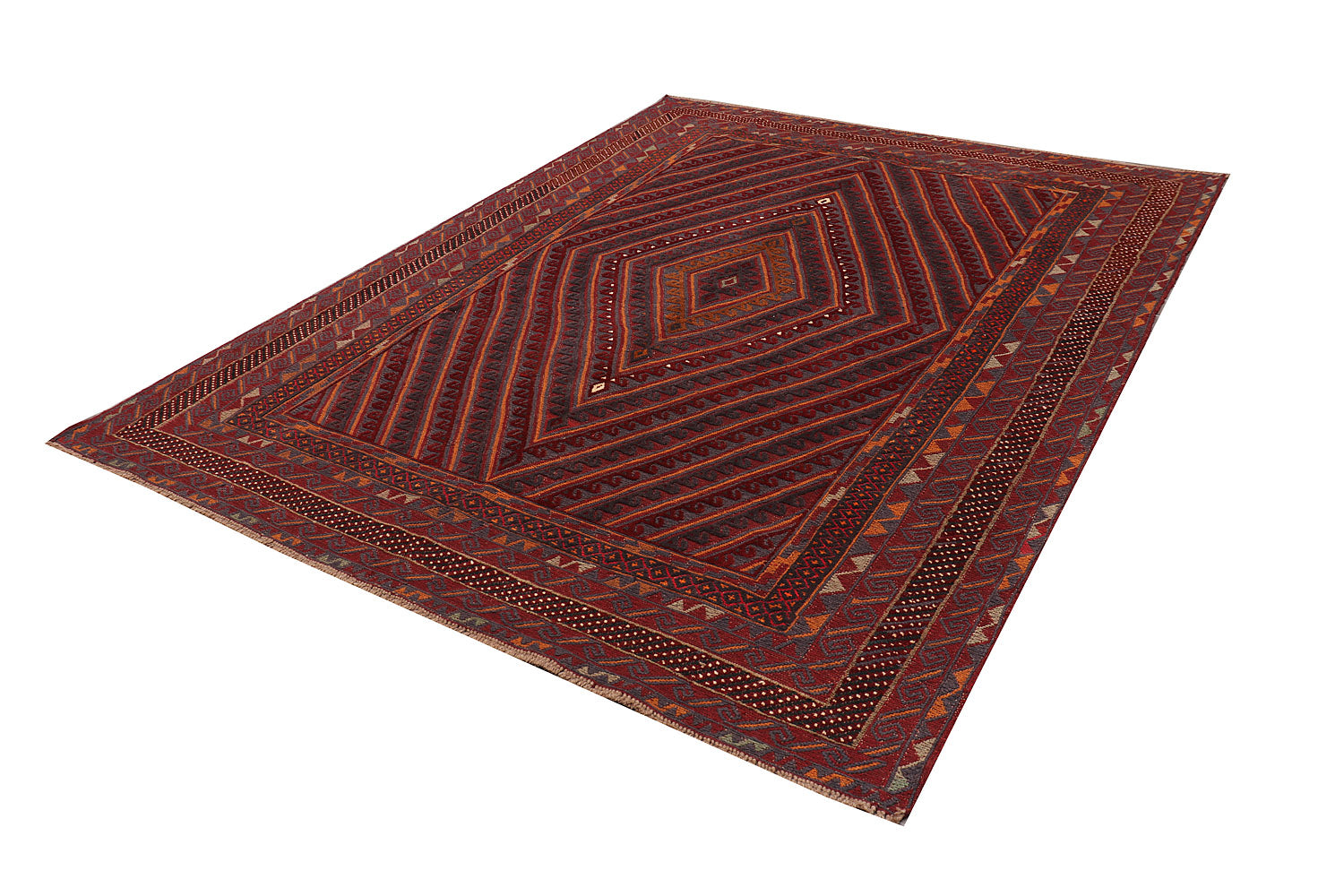 Red Handmade Mashwani Afghan Rug Rectangular