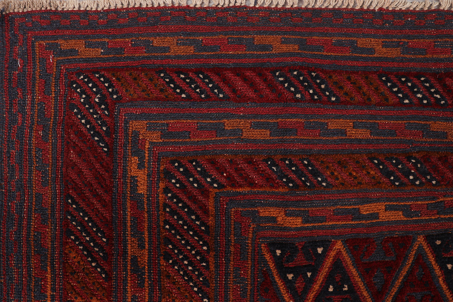 Red Handmade Mashwani Afghan Rug Rectangular