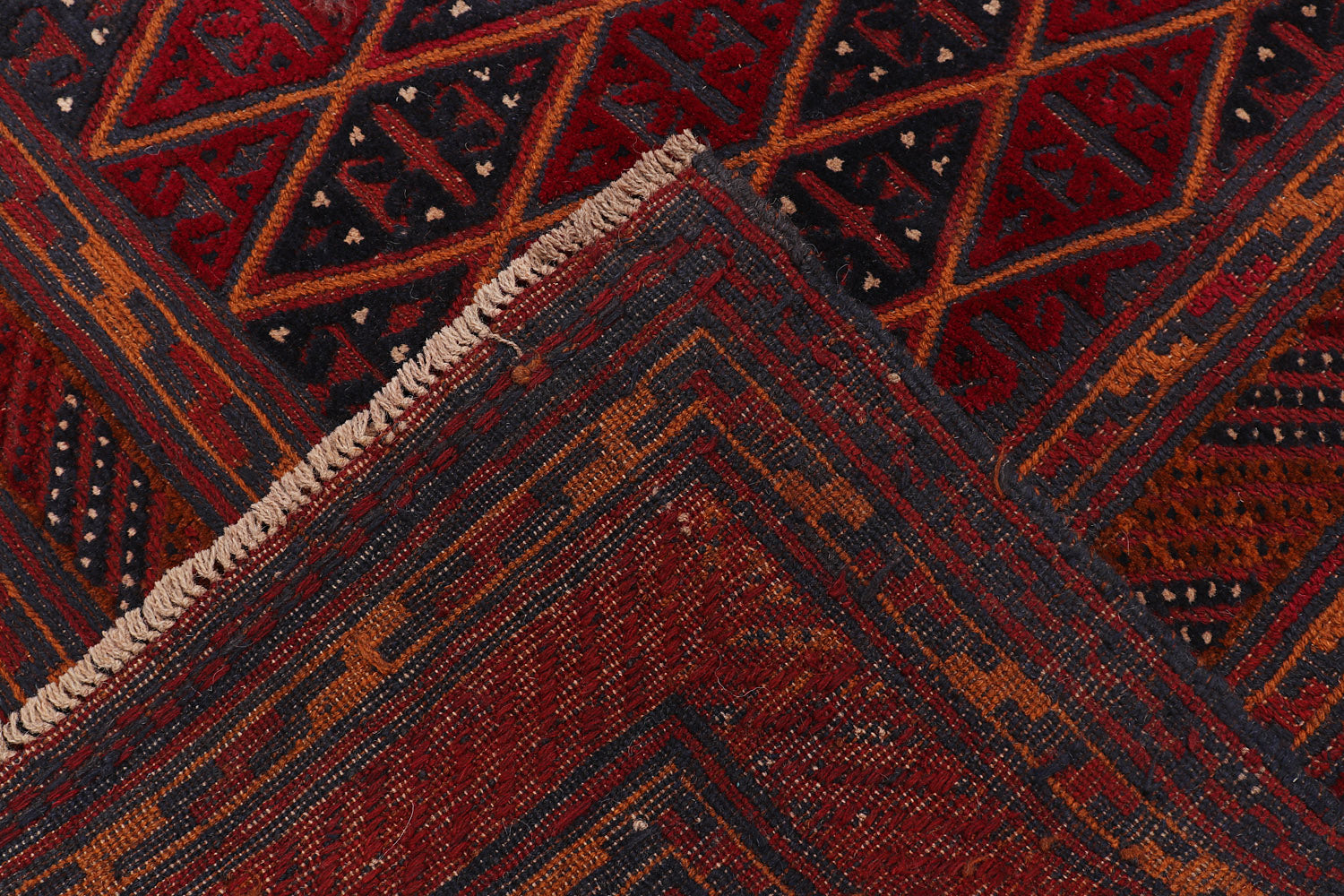 Red Handmade Mashwani Afghan Rug Rectangular