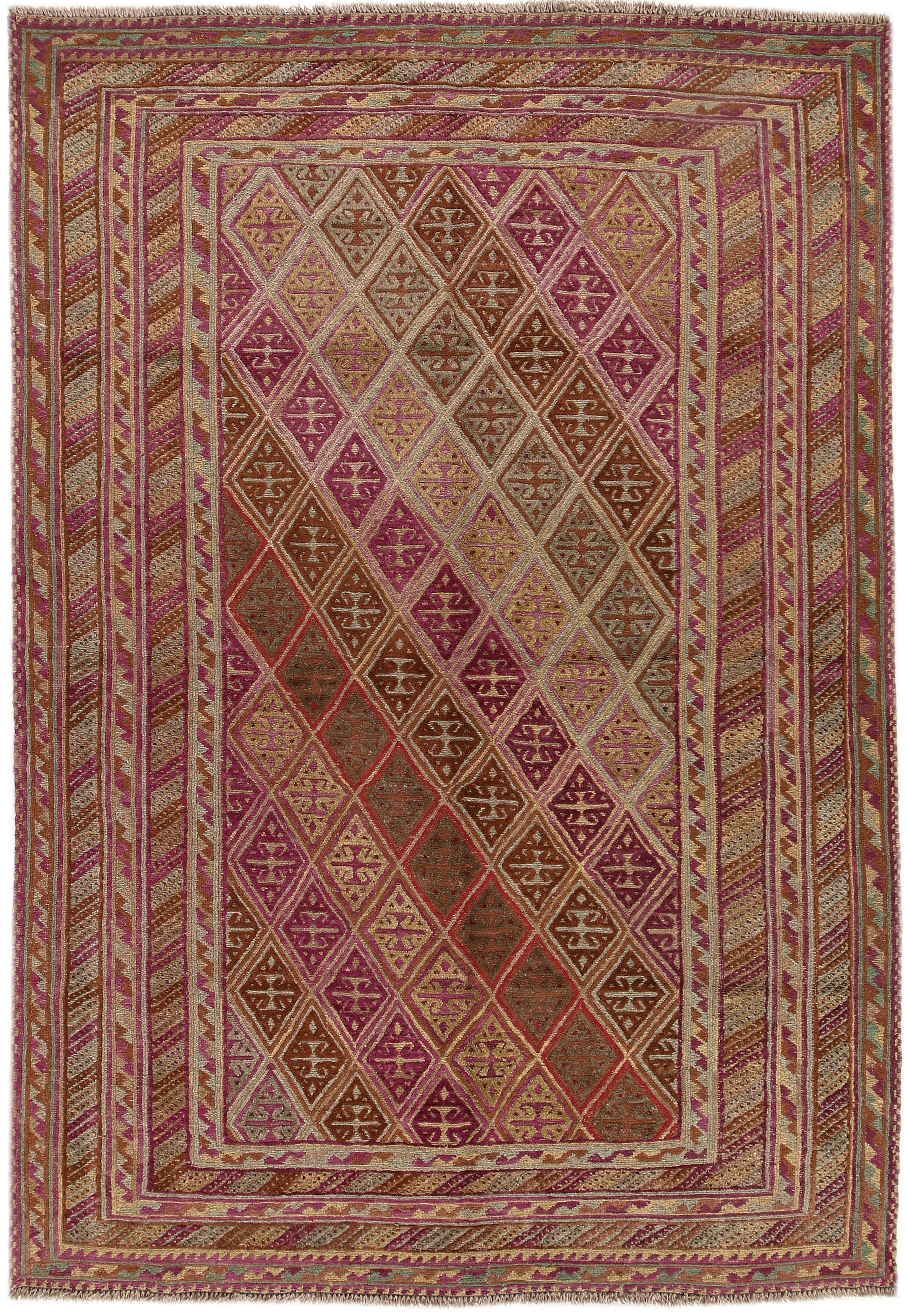 6' 6"X 10'  Multy Handmade Mashwani Afghan Rug Rectangular