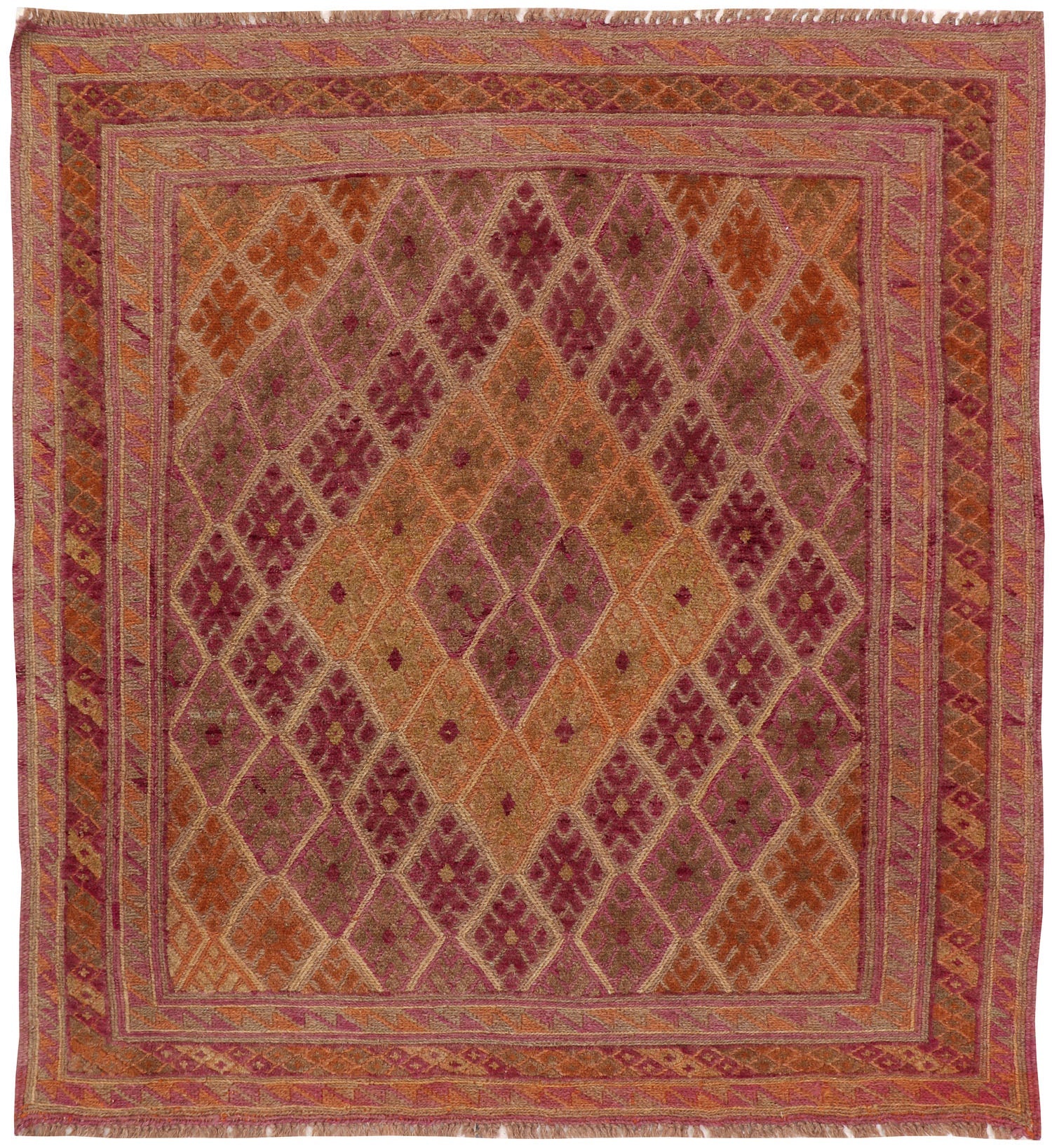 4' x 4'  Multy Handmade Mashwani Afghan Rug Square