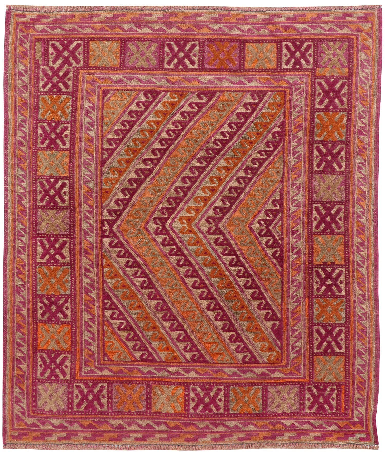 4' x 4'  Multy Handmade Mashwani Afghan Rug Square