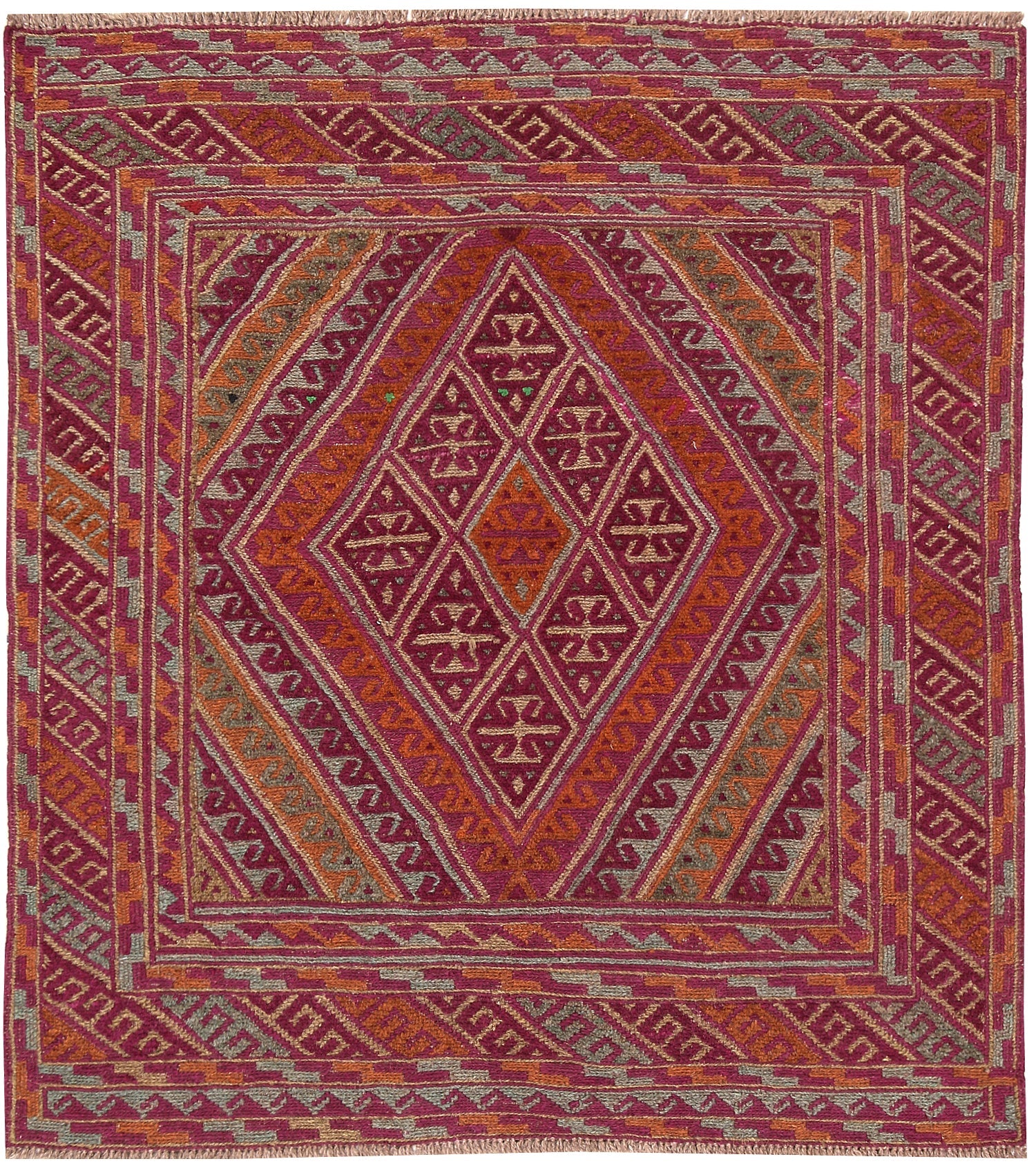 4' x 4'  Multy Handmade Mashwani Afghan Rug Square