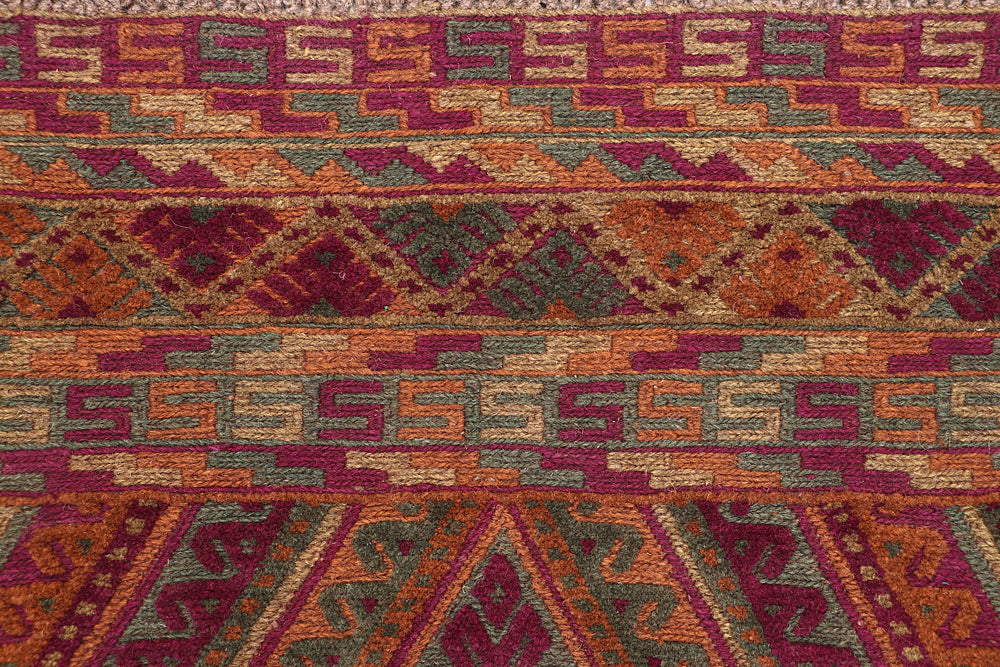 4' x 4'  Multy Handmade Mashwani Afghan Rug Square