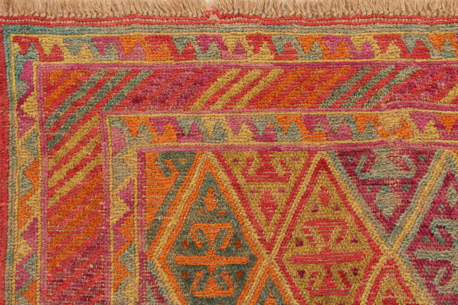 4' x 4'  Multy Handmade Mashwani Afghan Rug Square