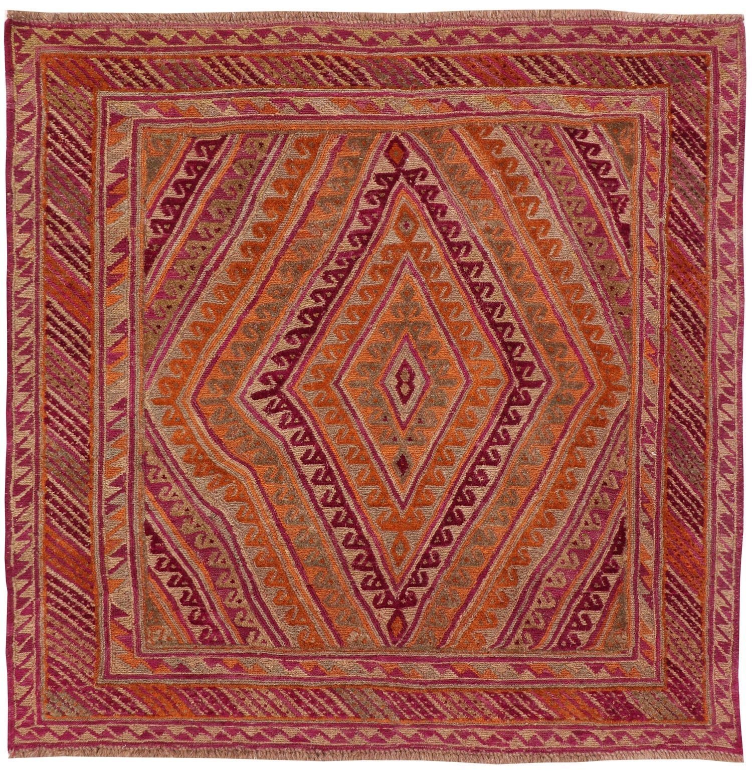 4' x 4'  Multy Handmade Mashwani Afghan Rug Square