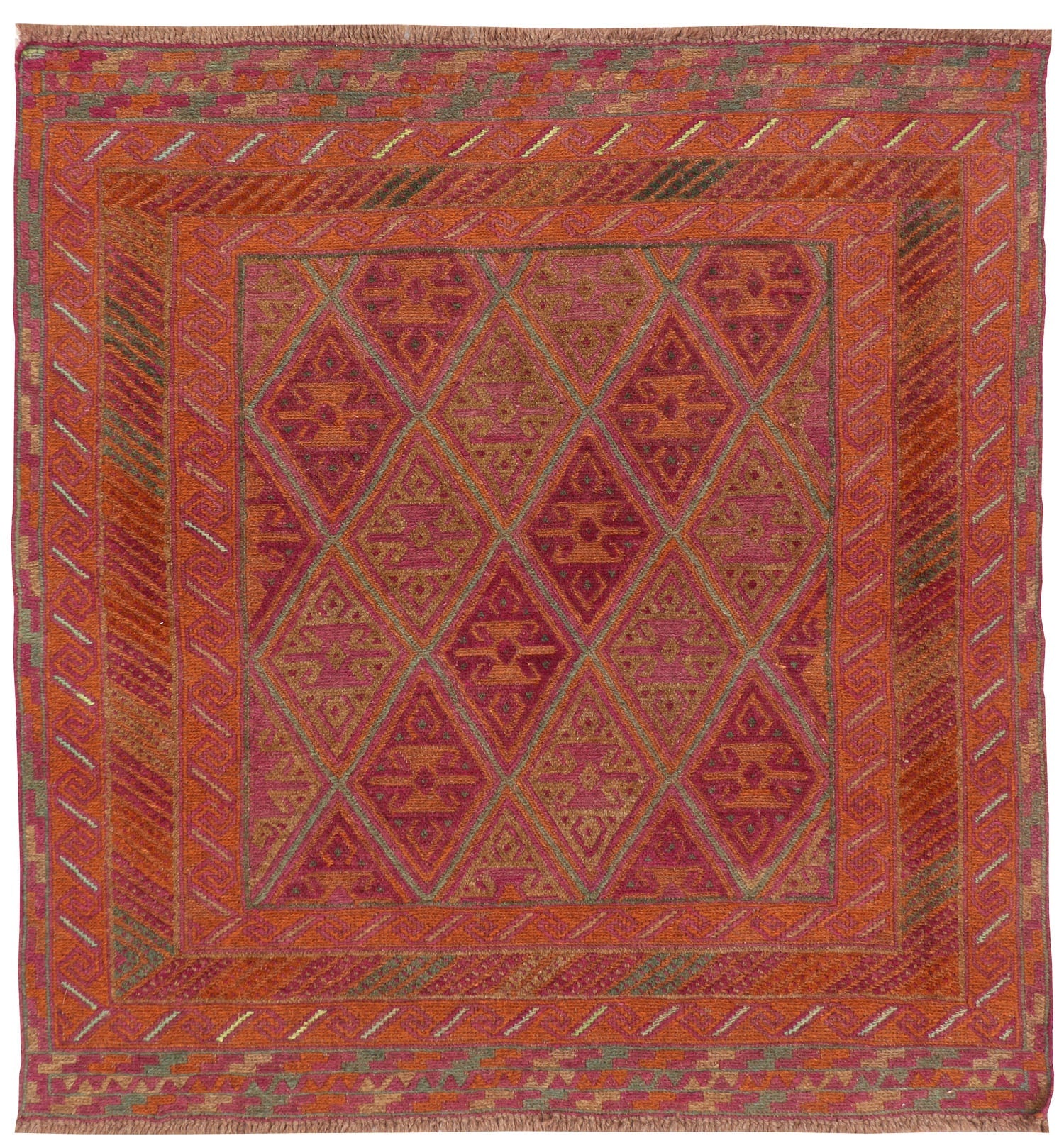 4' x 4'  Multy Handmade Mashwani Afghan Rug Square