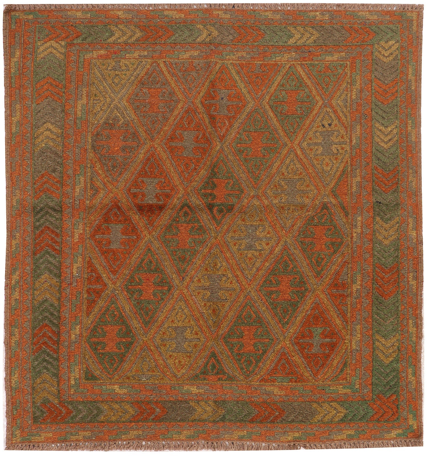 4' x 4'  Multy Handmade Mashwani Afghan Rug Square