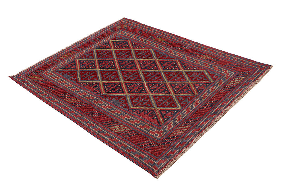 4' x 4'  Multy Handmade Mashwani Afghan Rug Square