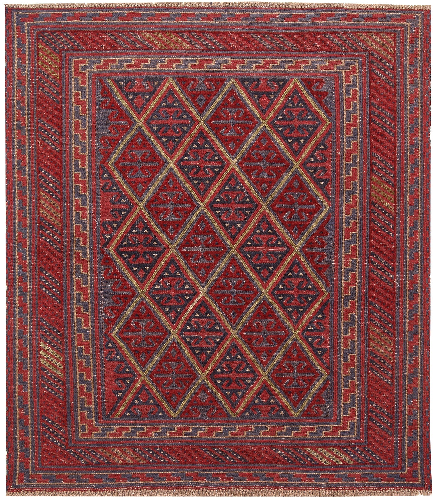 4' x 4'  Multy Handmade Mashwani Afghan Rug Square