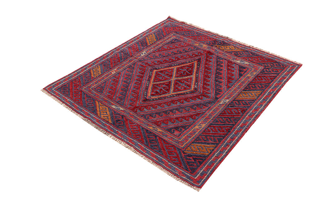 4' x 4'  Multy Handmade Mashwani Afghan Rug Square
