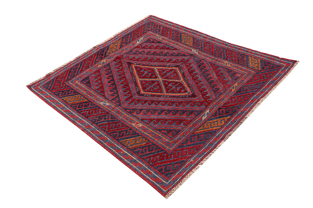 4' x 4'  Multy Handmade Mashwani Afghan Rug Square