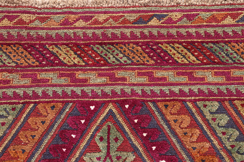 4' x 4'  Multy Handmade Mashwani Afghan Rug Square