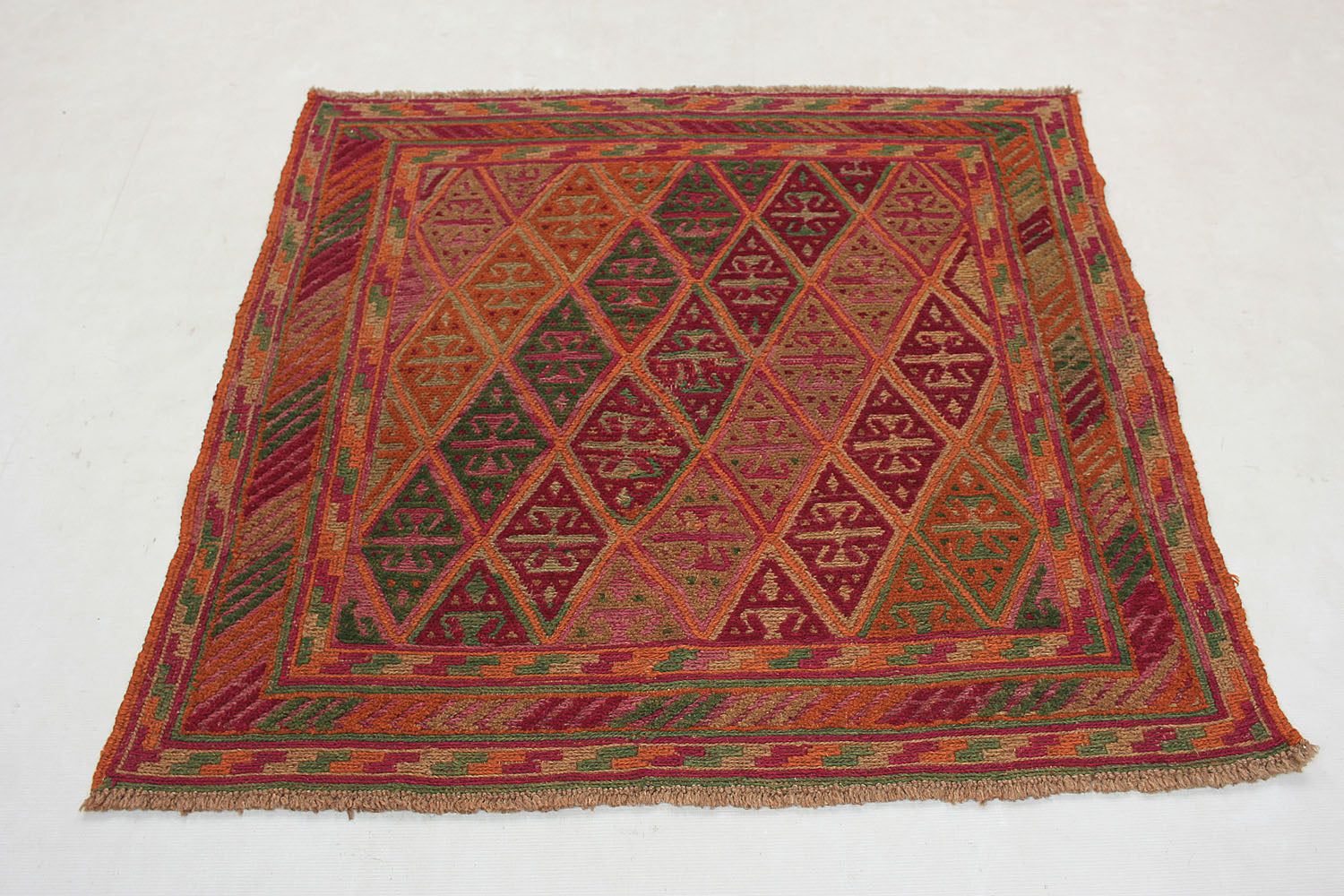 4' x 4'  Multy Handmade Mashwani Afghan Rug Square