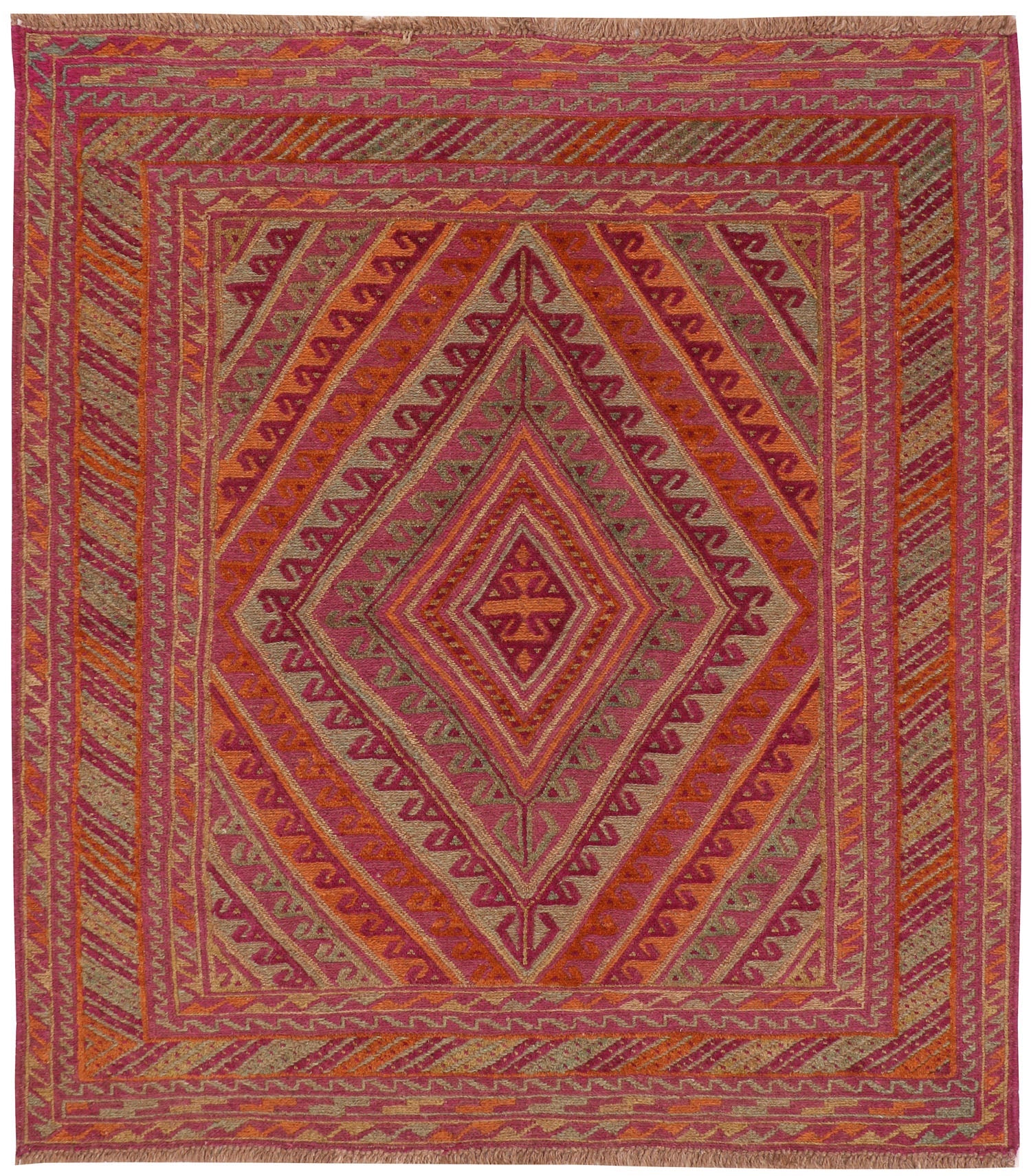 4' x 4'  Multy Handmade Mashwani Afghan Rug Square