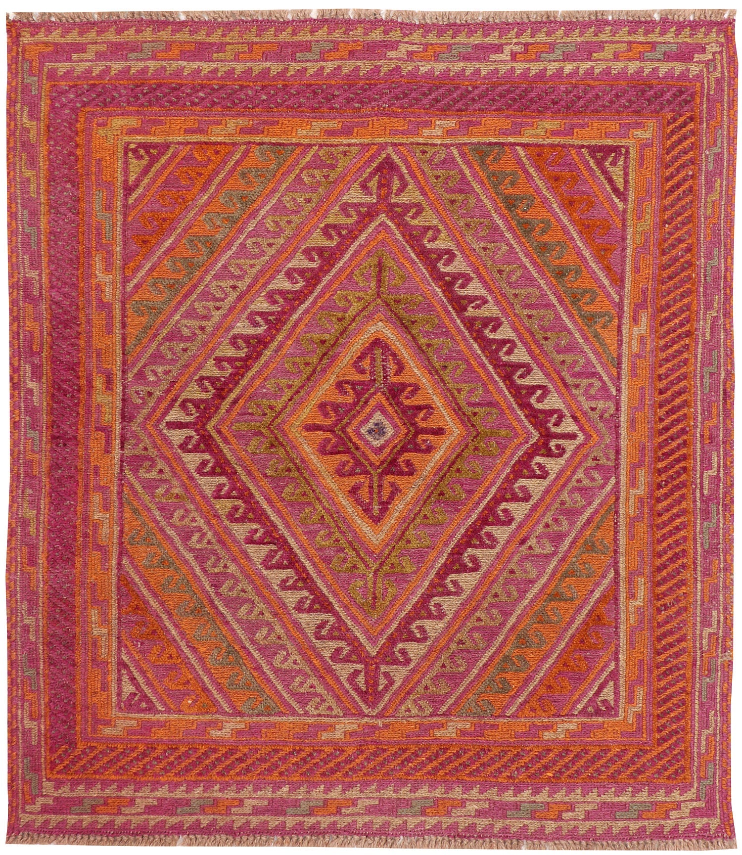 4' x 4'  Multy Handmade Mashwani Afghan Rug Square
