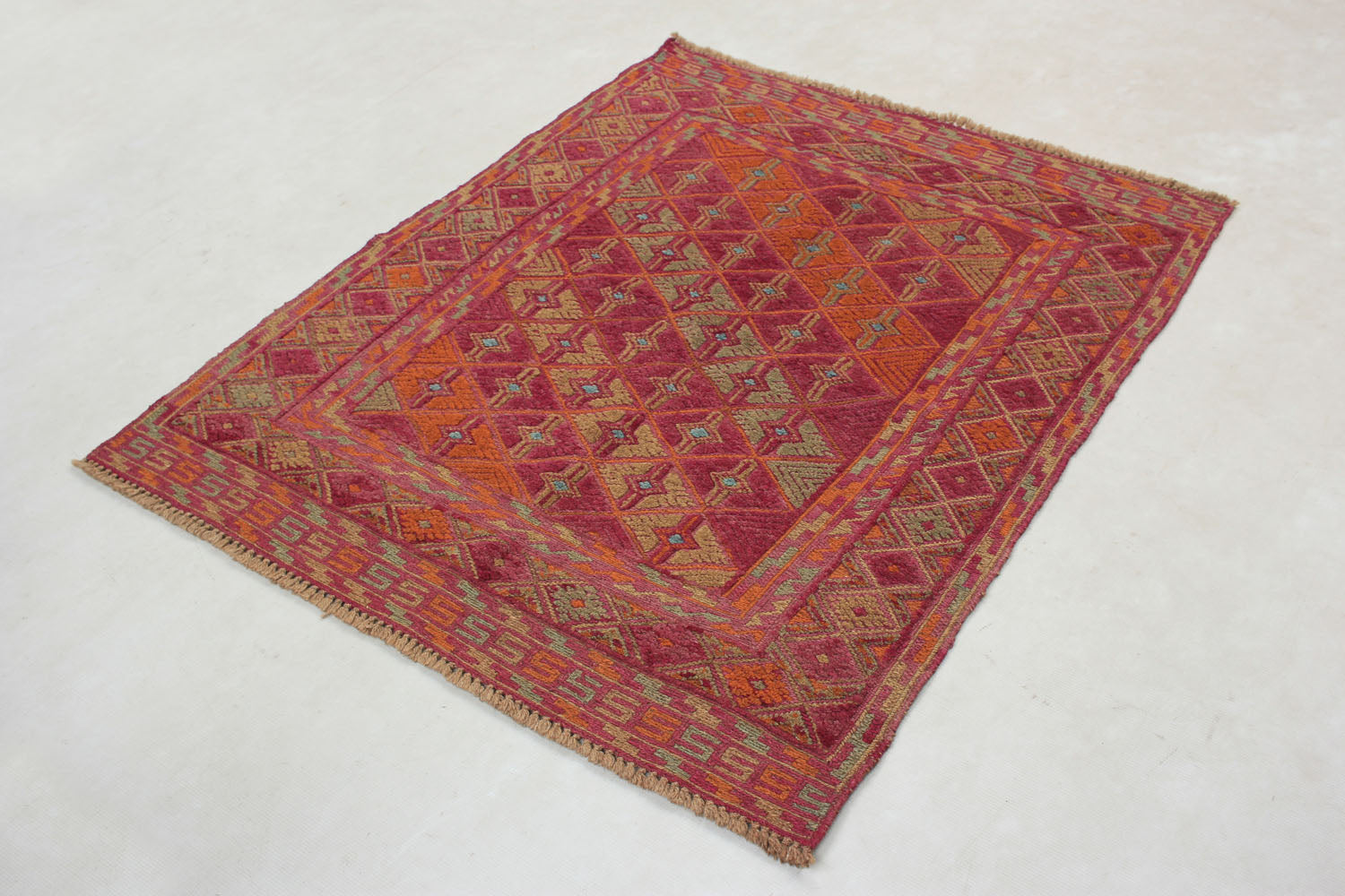 4' x 4'  Multy Handmade Mashwani Afghan Rug Square