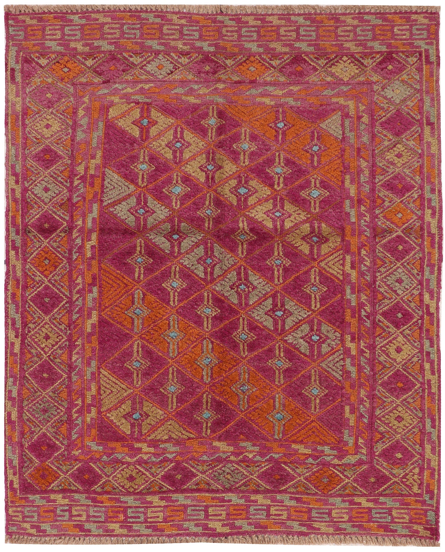 4' x 4'  Multy Handmade Mashwani Afghan Rug Square