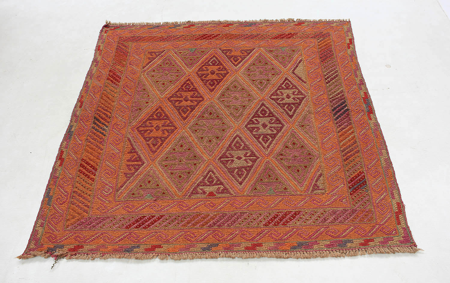 4' x 4'  Multy Handmade Mashwani Afghan Rug Square