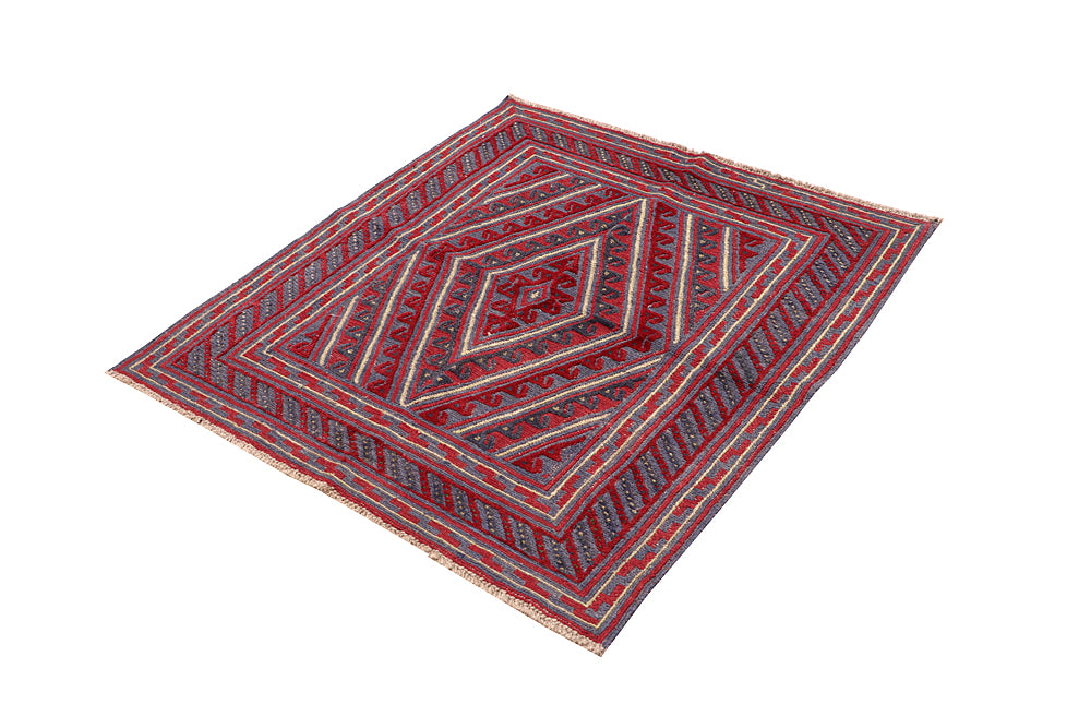 4' x 4'  Multy Handmade Mashwani Afghan Rug Square