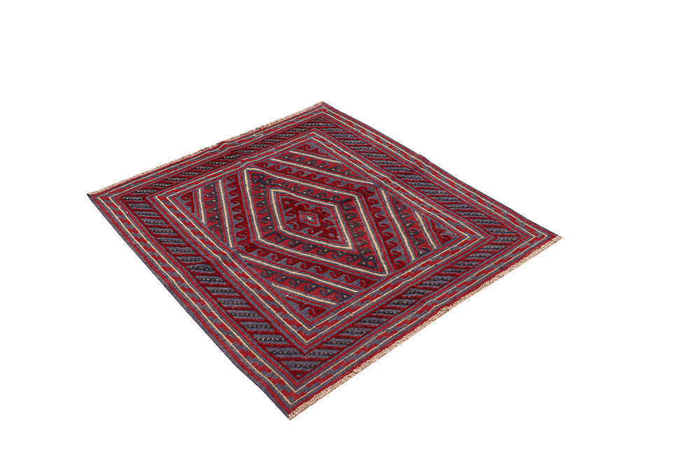 4' x 4'  Multy Handmade Mashwani Afghan Rug Square