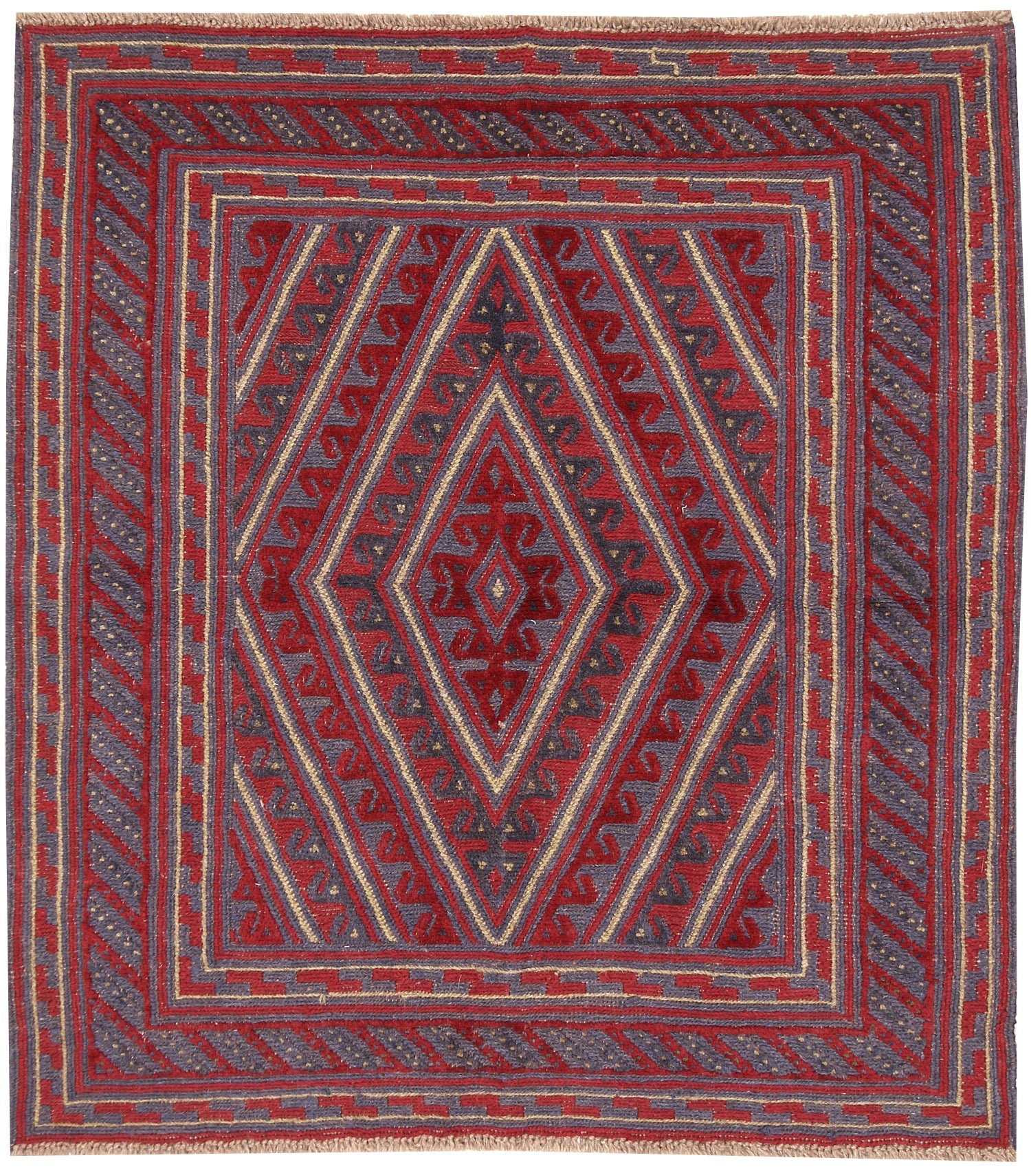4' x 4'  Multy Handmade Mashwani Afghan Rug Square