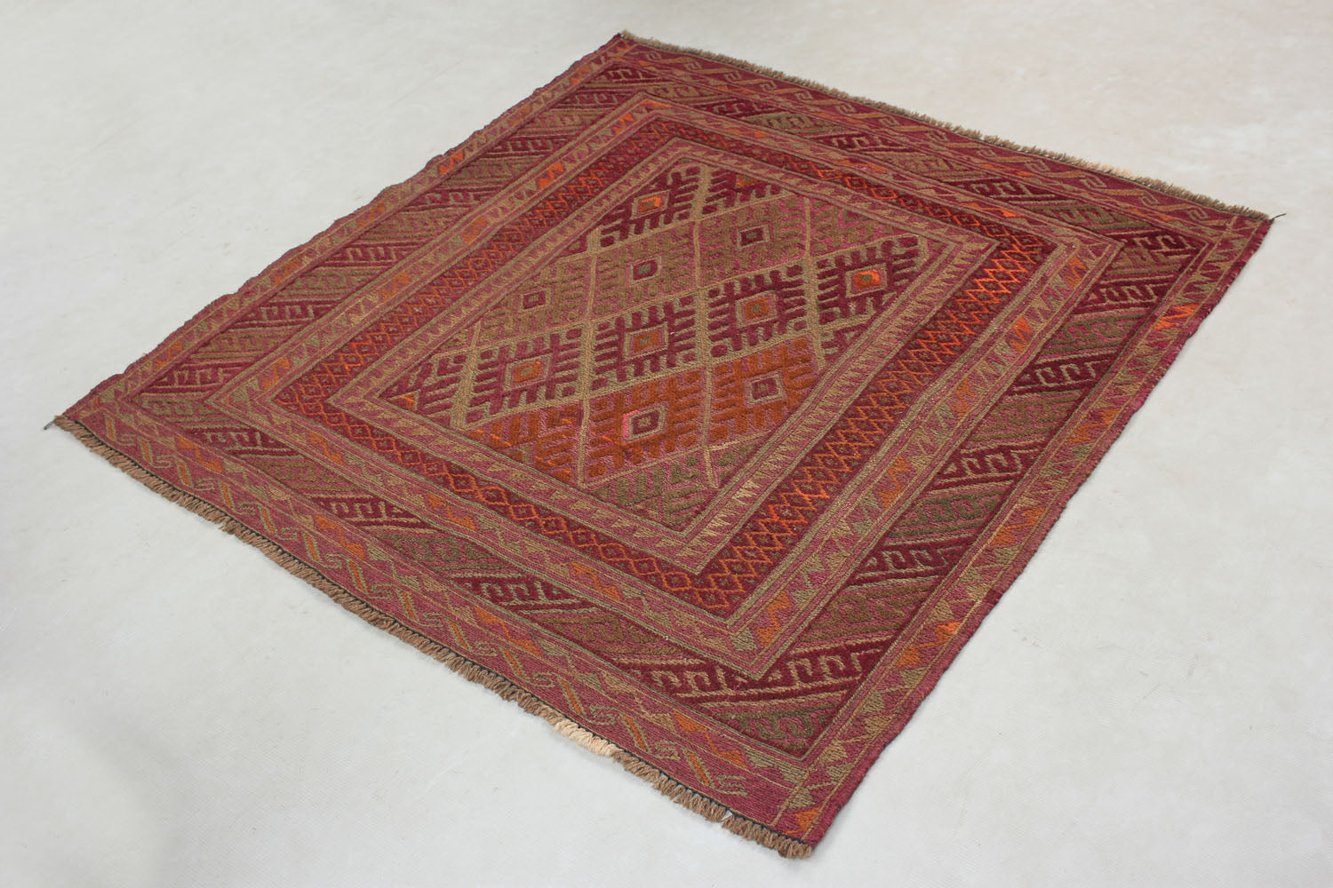 4' x 4'  Multy Handmade Mashwani Afghan Rug Square