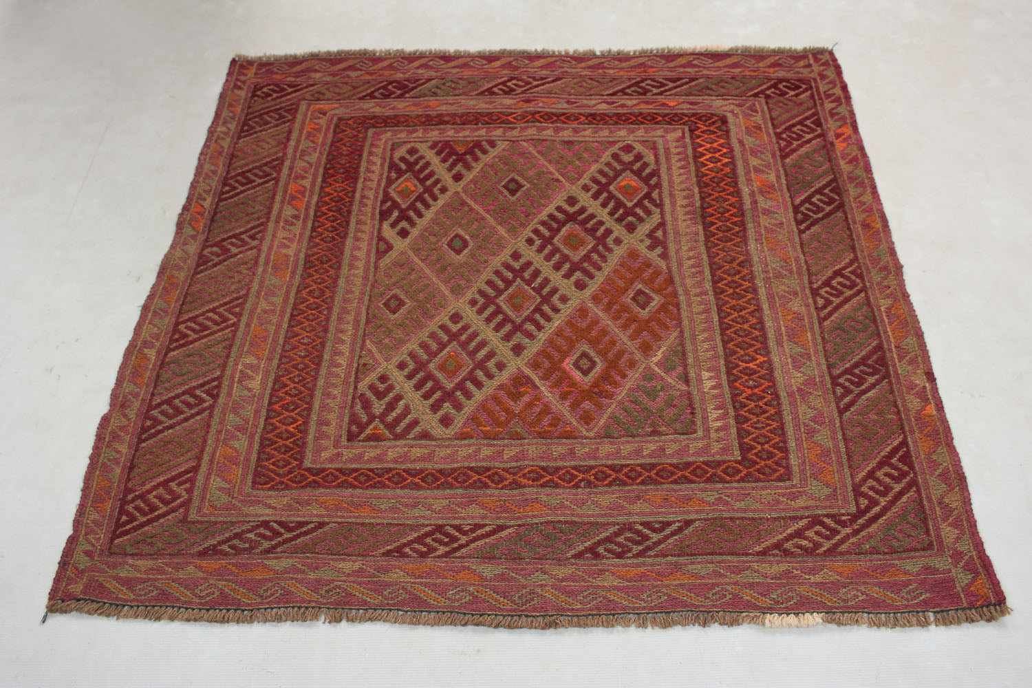 4' x 4'  Multy Handmade Mashwani Afghan Rug Square