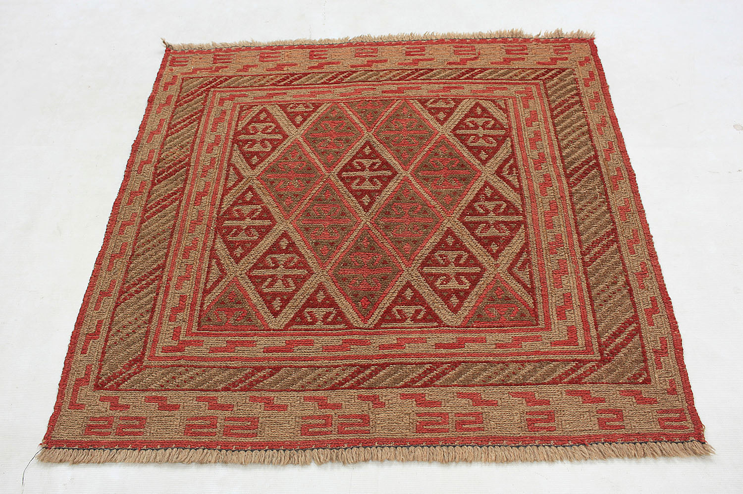 4' x 4'  Multy Handmade Mashwani Afghan Rug Square