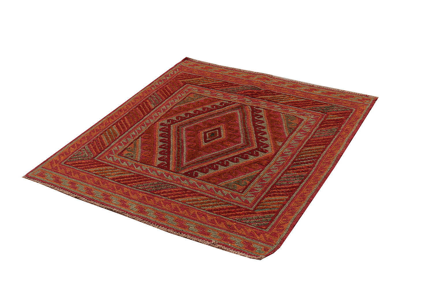 4' x 4'  Multy Handmade Mashwani Afghan Rug Square