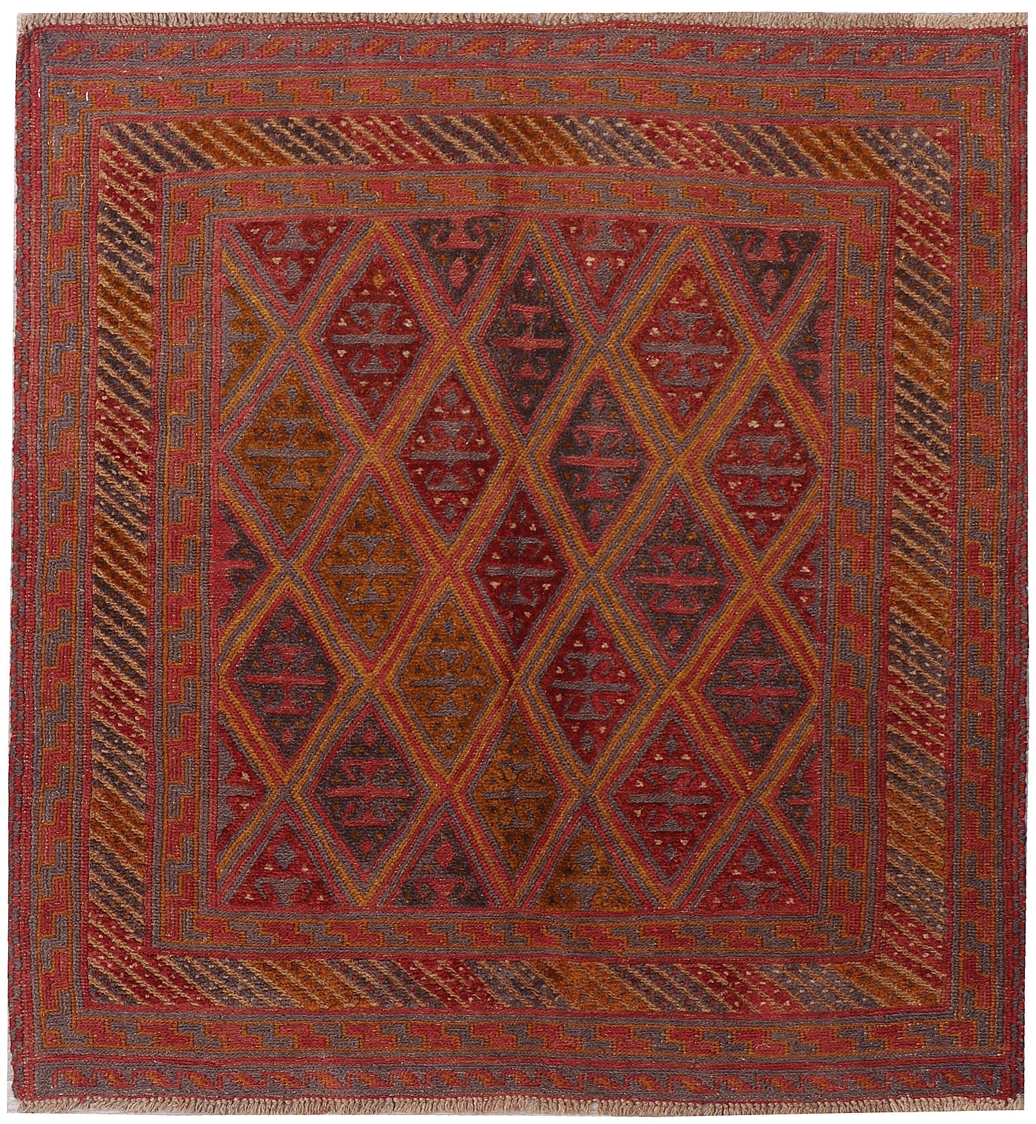4' x 4'  Multy Handmade Mashwani Afghan Rug Square