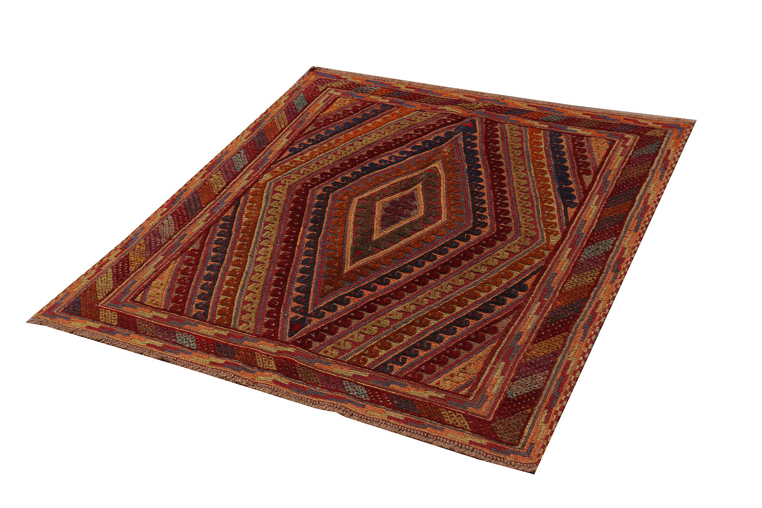 4' x 4'  Multy Handmade Mashwani Afghan Rug Square