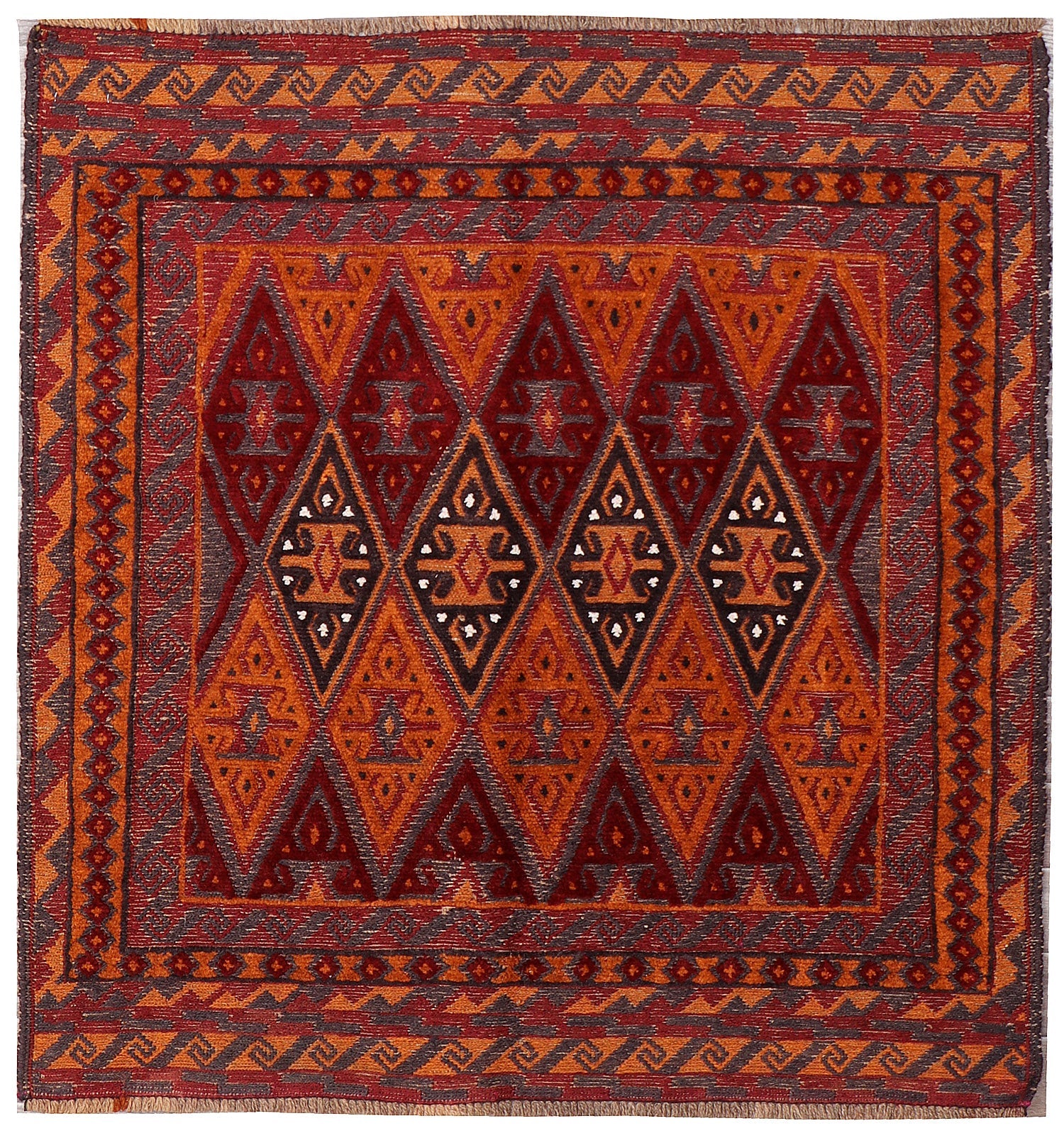 4' x 4'  Multy Handmade Mashwani Afghan Rug Square