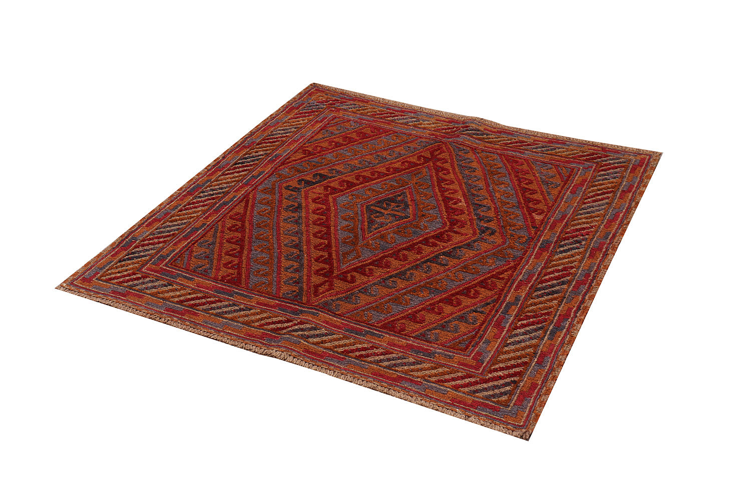 4' x 4'  Multy Handmade Mashwani Afghan Rug Square