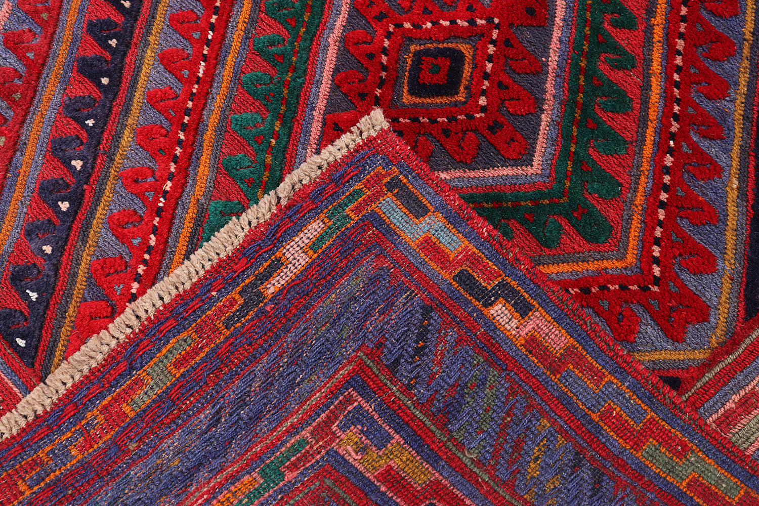 4' x 4'  Red Handmade Mashwani Afghan Rug Square