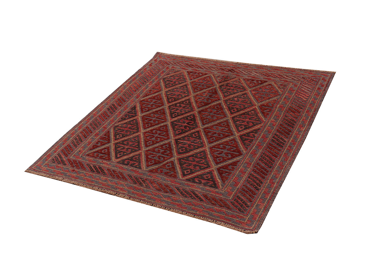 4' x 4'  Red Handmade Mashwani Afghan Rug Square