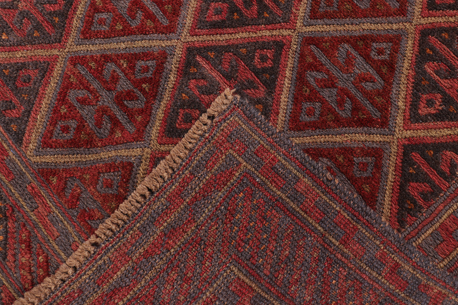 4' x 4'  Red Handmade Mashwani Afghan Rug Square