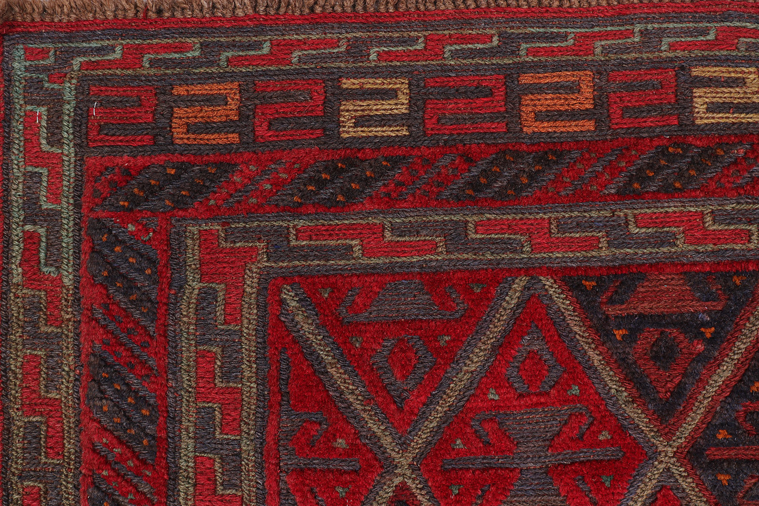 4' x 4'  Red Handmade Mashwani Afghan Rug Square