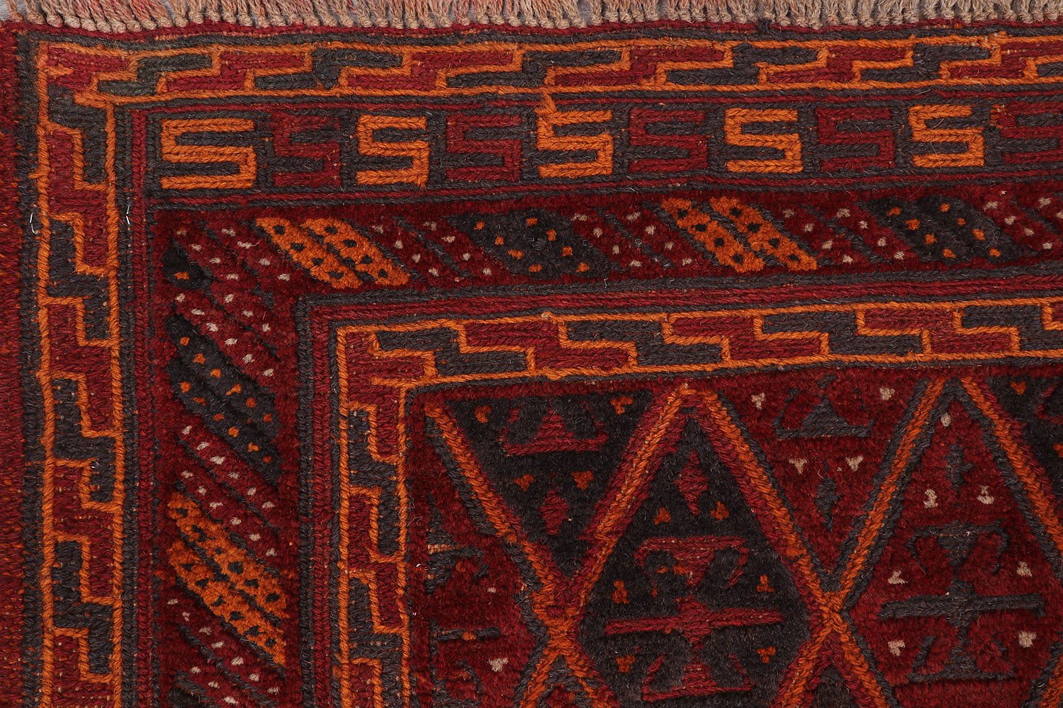 4' x 4'  Red Handmade Mashwani Afghan Rug Square