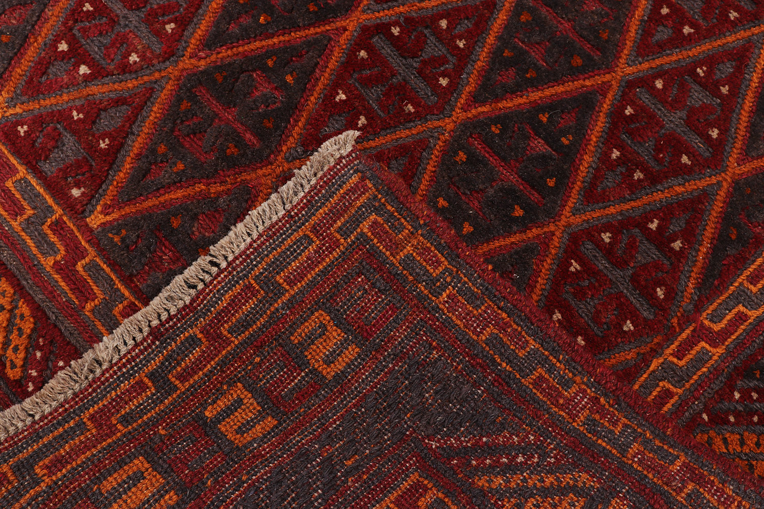 4' x 4'  Red Handmade Mashwani Afghan Rug Square
