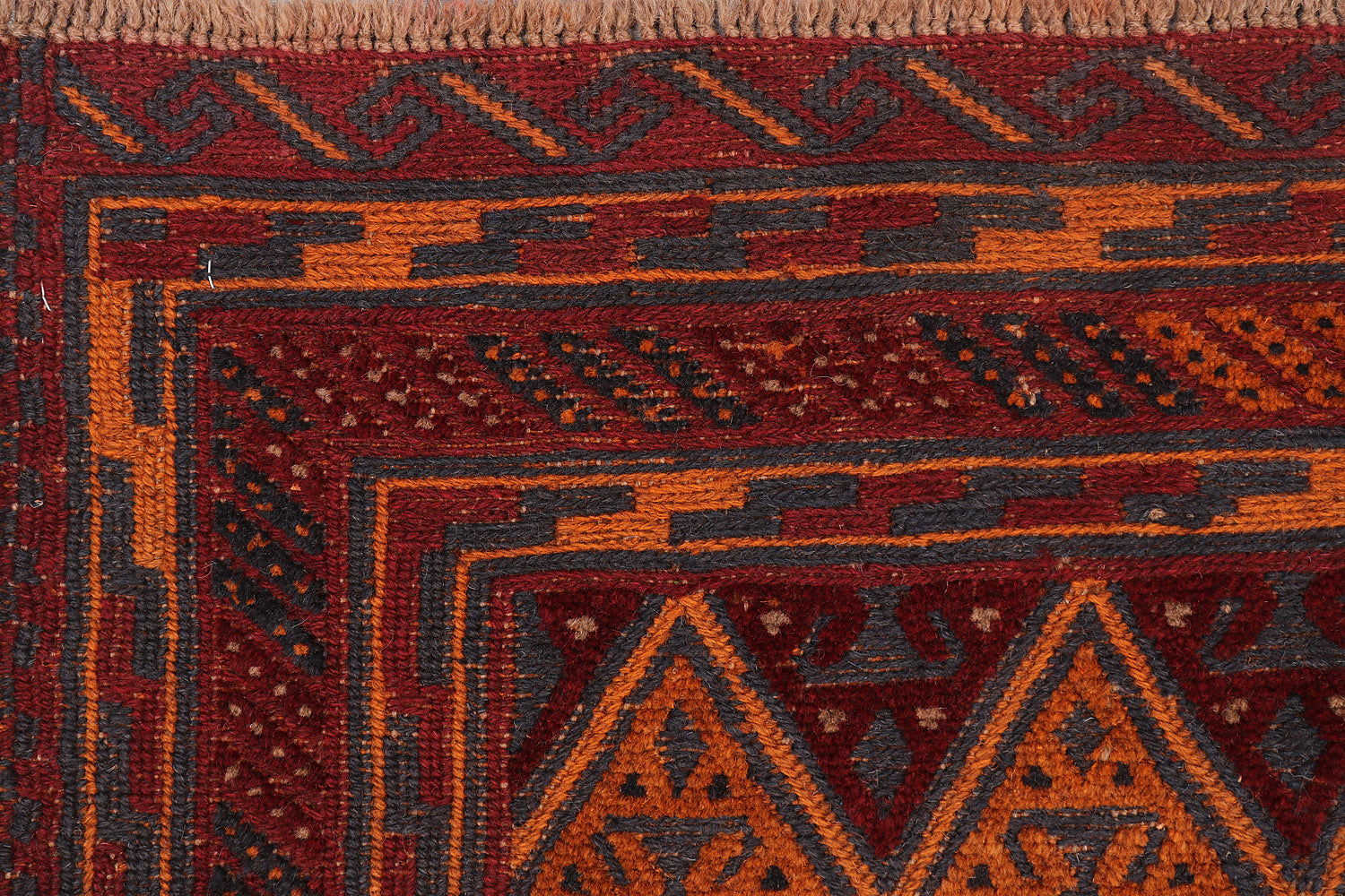 4' x 4'  Red Handmade Mashwani Afghan Rug Square