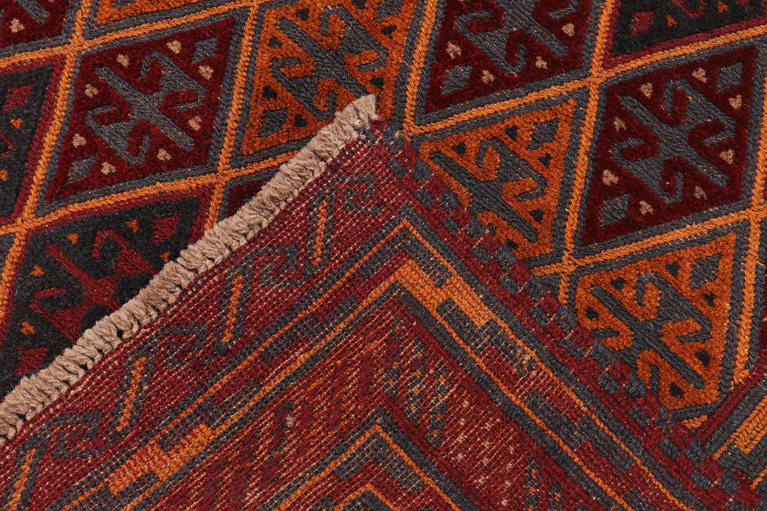 4' x 4'  Red Handmade Mashwani Afghan Rug Square