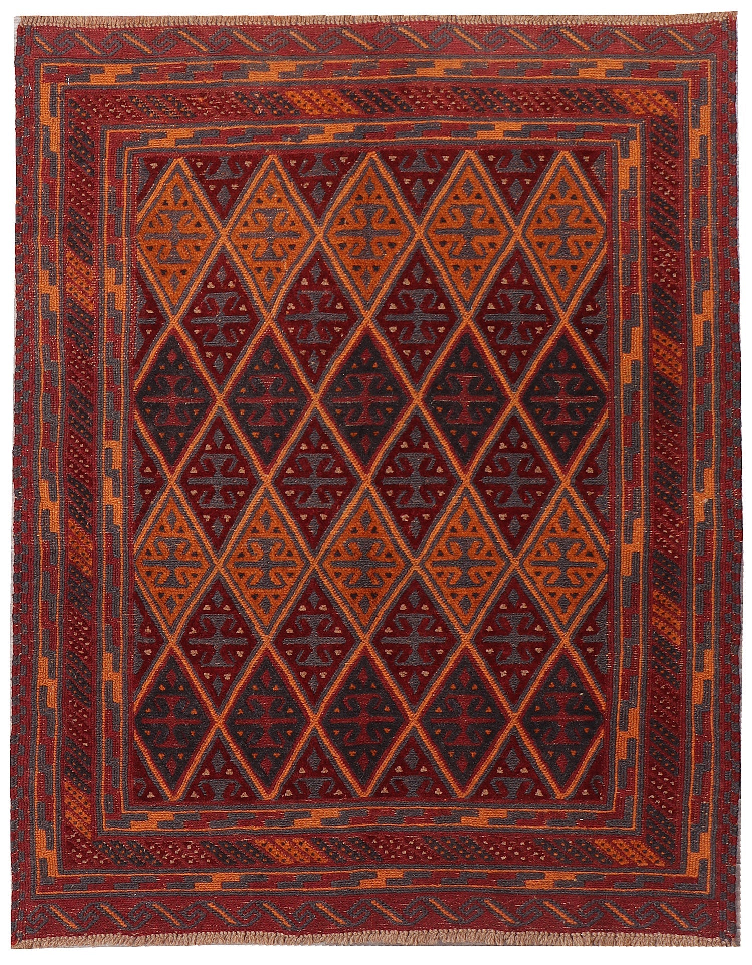 4' x 4'  Red Handmade Mashwani Afghan Rug Square