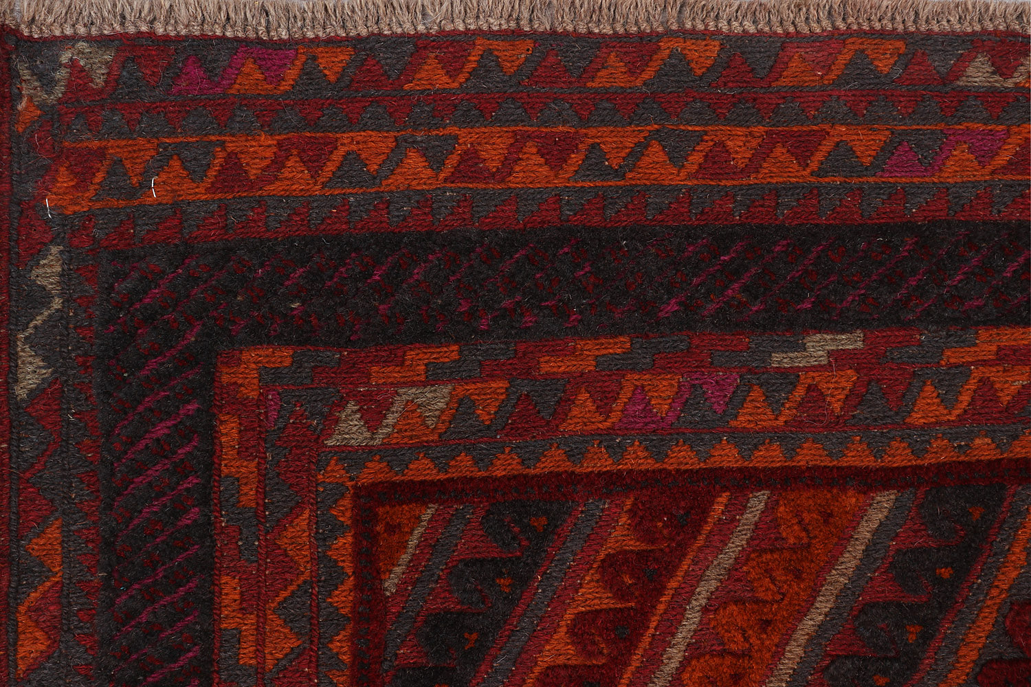 4' x 4'  Red Handmade Mashwani Afghan Rug Square
